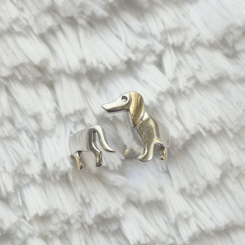 Vintage Sterling Silver Dachshund Wrap Ring - Picture 5 of 8